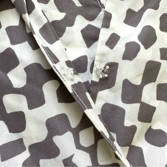 Julie Haus Dress Silk Ivory Taupe Deep V-Neck V-Back Large Pockets Size 4 - Picture 7 of 12